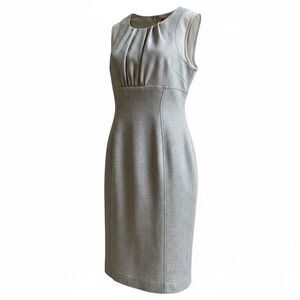 Max Mara Midi Sheath Dress US 8 IT 42 Oatmeal Sleeveless Wool Old Money Career